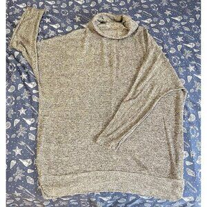 Lane Bryant Cowl Neck Pullover Top Women's Sz 18/20 Metallic Gray Silver Batwing